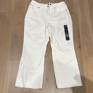 J. Crew Curvy Mid-Rise Flare Crop Pants in White